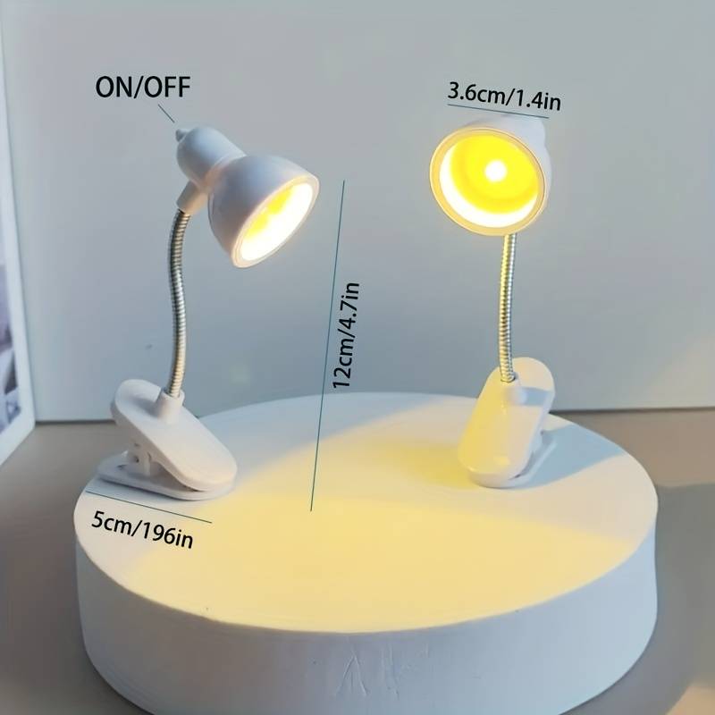 Mini Book Lamp, 360 Rotatable lamp With Clamp, Mini Clip On Study Desk Lamp, Flexible Bedside Table Lighting Lamp,  Home Portable Book Clip Lamp