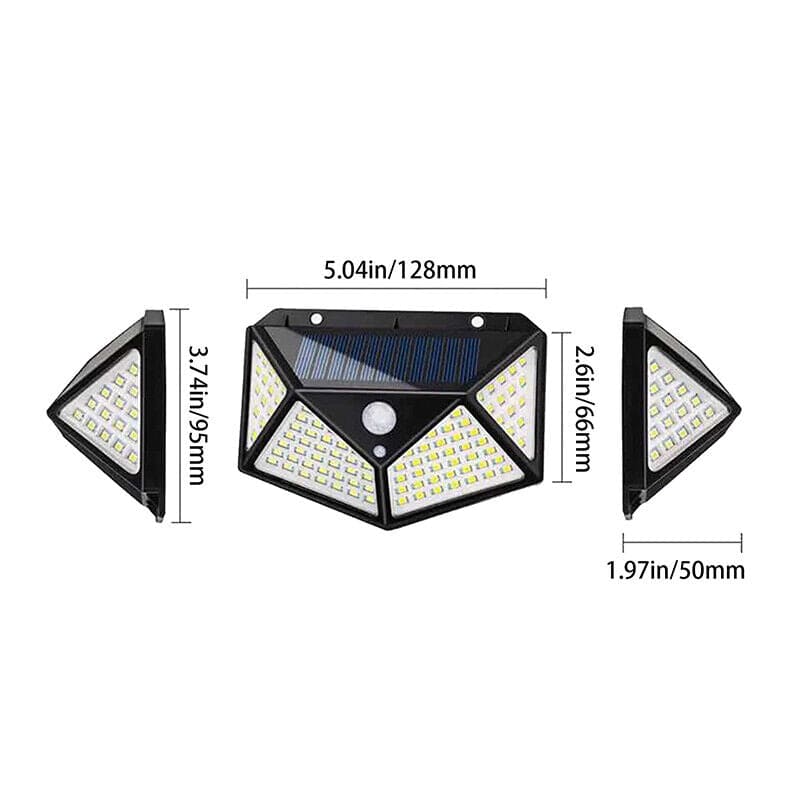 100 LED Solar Light, Motion Sensor Outdoor Solar Lamp, Courtyard Waterproof Stairs Outdoor Wall Light, Multifunctional Solar Lamp, Outdoor Garden Decoration Solar Led Light, Sunlight Powered Spotlight with Motion Sensor
