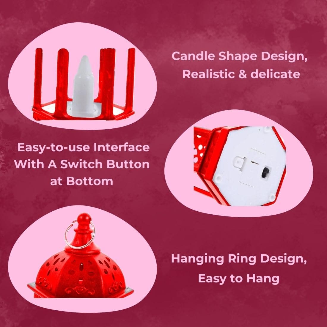 Ramadan Lantern Lamp, Retro Style Electric Candle Lantern Lamp, Electronic Candle Light, Smokeless Portable Hanging Lantern, Electronic Candle Craft Horse Light, Wind Light Candle