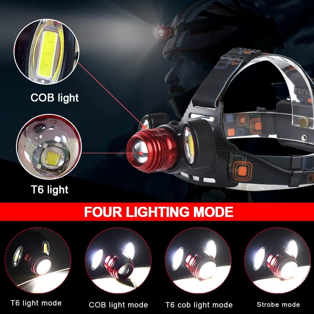 Led Head Lamp, Camping Hunting Lantern Head Torch, Long Shot Superlight, Adjustable Waterproof Headlamp Flashlight, Rechargeable Headlight Torch, Zoom Hunting Lamp Torch Light, Super Beam Head Light,