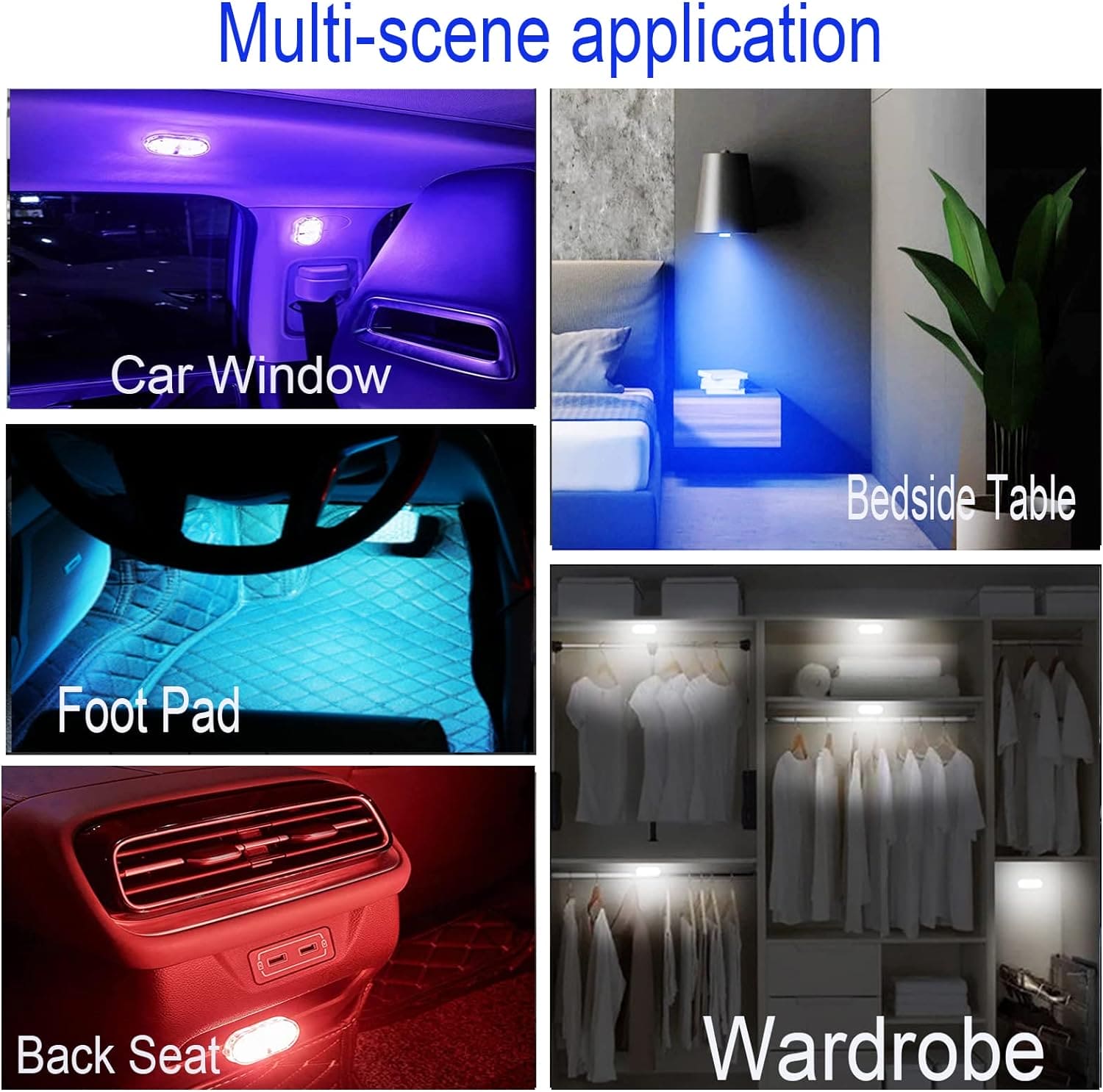 LED Car Interior Lighting, Finger Touch Sensor Reading Lamp, ,7 Colors LED Interior Car Lights, Wireless Magnetic Welcome Cars Lamp, Auto Roof Ceiling Reading Lamp, LED Car Styling Night Light Mini USB Charging Car Light