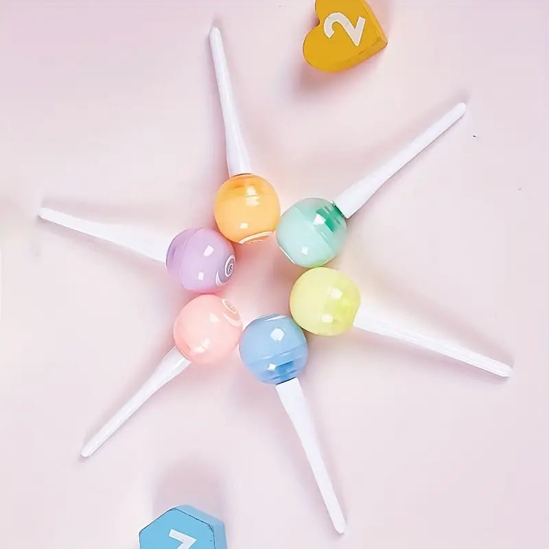 Set Of 6 Lollipop Highlighter, Colorful Marker Highlighter Pen For School Kids, Mini Lollipop Student Marker, Fluorescent Coloring Pens for Student Office School Home