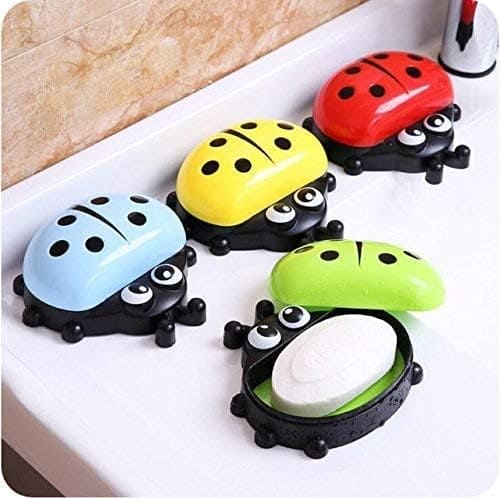 Ladybug Soap Box With Cover, Cartoon Soap Dish Organizer, Double Layer Drain Compartment Soap Tray, Multifunctional Storage Box, Kitchen Bathroom Soap Box