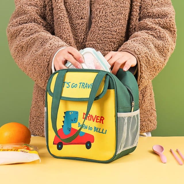 Kindergarten Lunch Bag, Cartoon Insulated Lunch Bag, Multipurpose Cute Aesthetic Pouch, Picnic Travel Breakfast Thermal Food Bag, Portable Bento Meal Bag, Elementary School Lunch Bag, Waterproof Oxford Cloth Thermal Bag