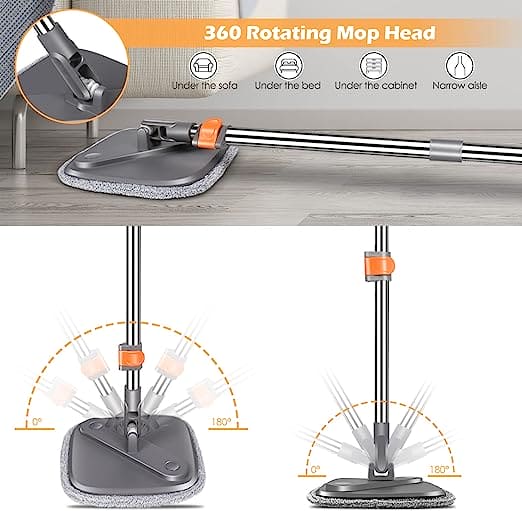 Square Bucket Mop, Double Deck Separation System Spin Mop, Hand Free Lazy Squeeze Mop, Automatic Magic Floor Mop, 360 Degree Rotating Mop, Self Wringing Flat Mop, Wet and Dry Square Mop, Multipurpose Cleaning Mop