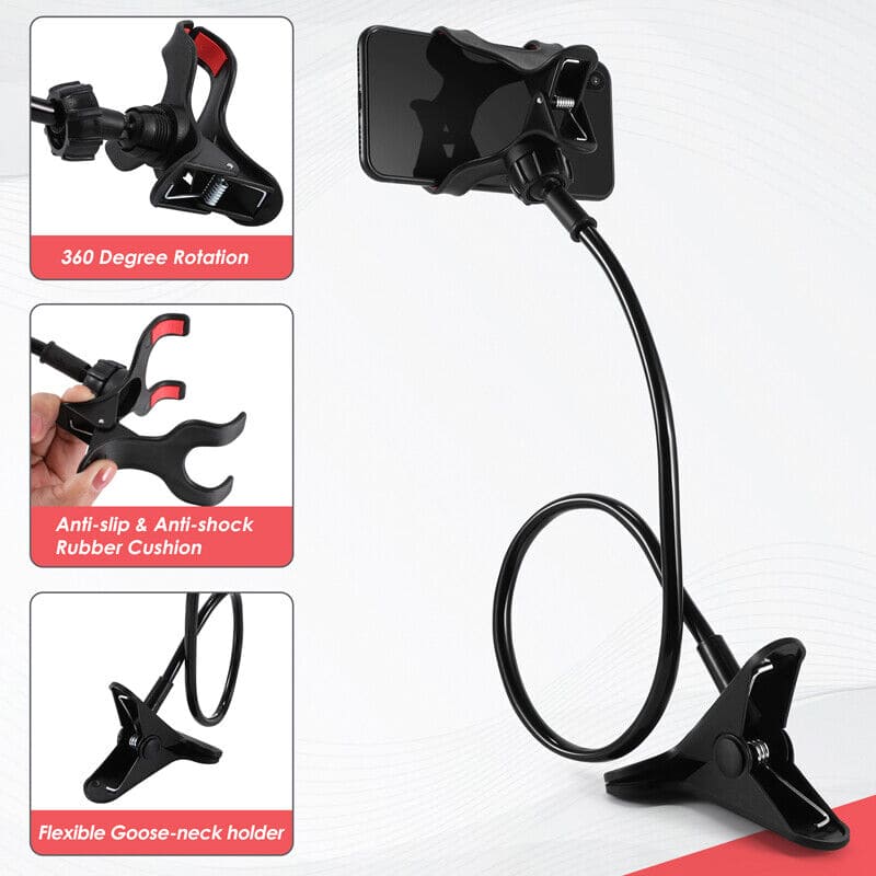 Gooseneck Flexible Phone Holder, Universal Lazy Mobile Phone Stand, Long Arm Cell Phone Holder, Car Mobile Clip Holder Stand, Multifunction Universal Long Arm Bracket, Portable Foldable Metal Lazy Stand Clamp