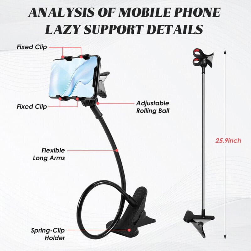Goose Neck Flexible Phone Holder, Universal Lazy Mobile Phone Stand, Long Arm Cell Phone Holder, Car Mobile Clip Holder Stand, Multifunction Universal Long Arm Bracket, Portable Foldable Metal Lazy Stand Clamp
