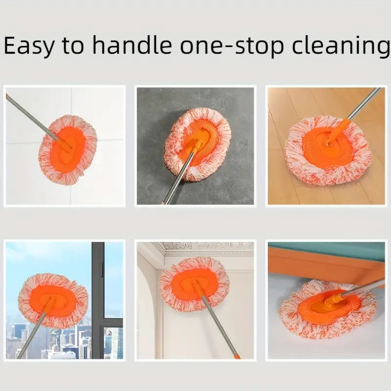 Round Spin Mop For Wash, Multifunctional Wash Floor Mop, Three Section Telescopic Handle Household Tool, Glass Floors Car Wash Mop, Rotating Wall Cleaning Mop