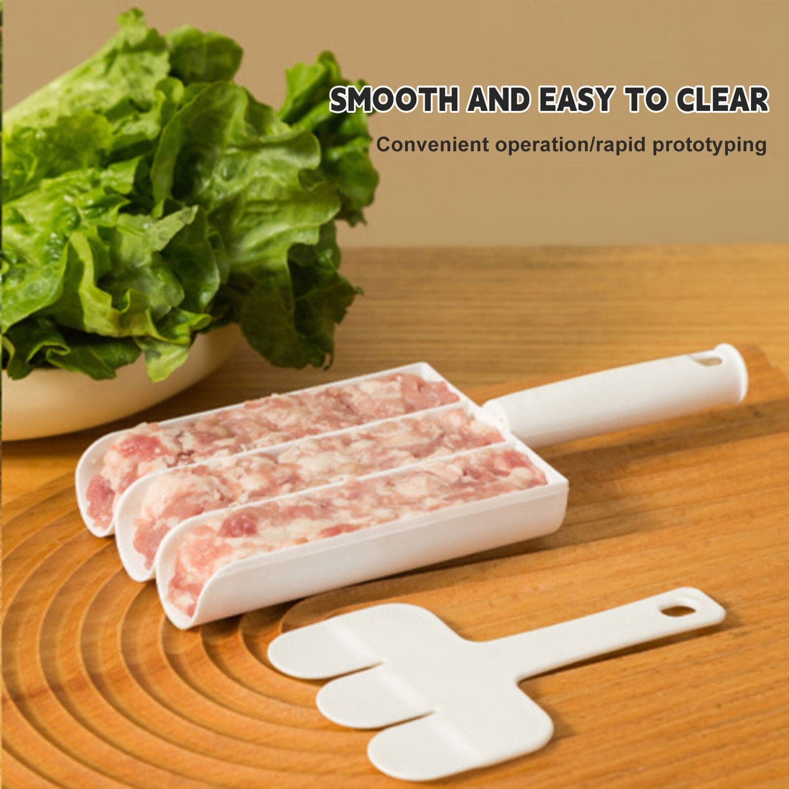 Triple Meat Ball Maker, Meat Tool With Spoon, Fried Fish Beef Meat Making Balls Mold, Kitchen Meatballs Scoop, Home Cooking Tool, Triple Meat Club Maker with Cutting Spatulas, Non Stick Plastic Apparatus Maker Clip
