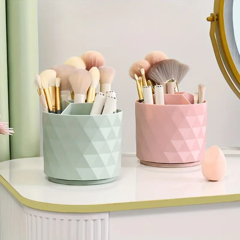 Diamond Rotating Brush Barrels, Desktop Round Eyebrow Pencil Lipstick Holder, 5 Compartments Universal Storage Container, Multifunctional Dressing Table Organizer, Desktop Shelf Stand, 360 Rotatable Stationary Storage Bucket
