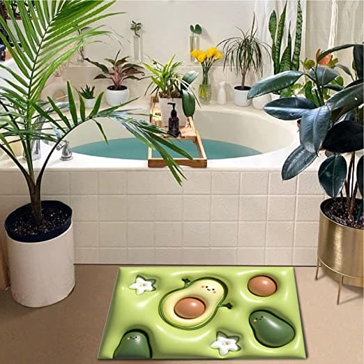 3D Cartoon Bath Mat, Cut Flower Design Anti Slip Mat, Floral Bathroom Mat, Water Absorption Bath Mat, Washable Bathroom Rug Mat