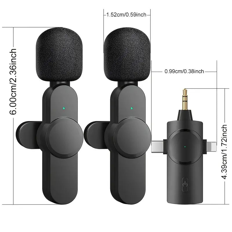 Portable Wireless Mic, Wireless Lavalier Microphone, Mini Mic For Audio Video Recording Interview Streaming Tiktok Game Live Broadcast, Lavalier Microphone for Smartphone, K8 Wireless Mini Mic for iPhone Android Type C