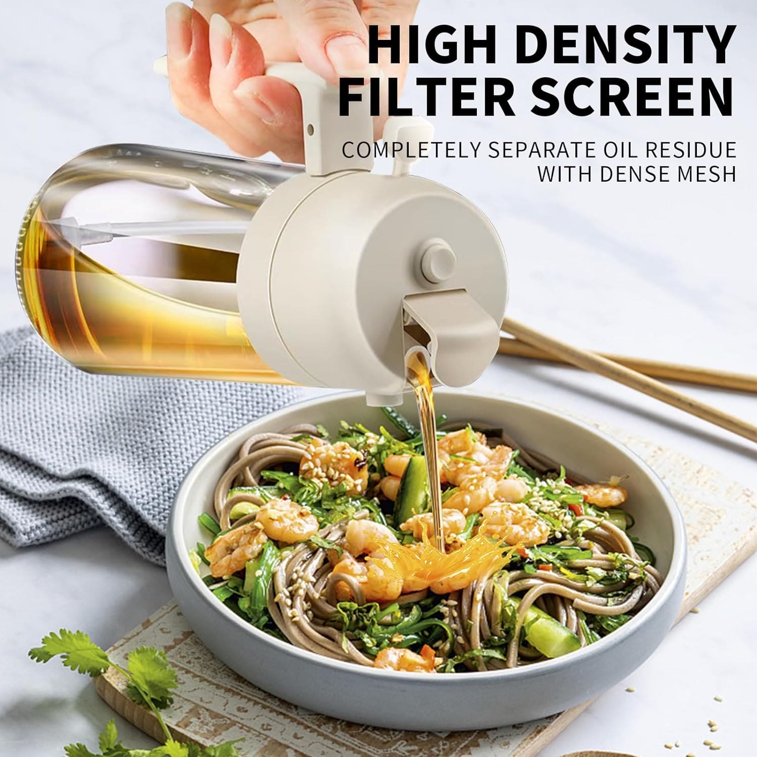 2 In 1 Oil Kettle, Oil Pot, Kitchen Oil Spray Bottle And Dispenser, Glass Oil Bottle For Cooking, Vinegar Soy Sauce Spray Pour Oil Container, Home Barbecue Air Fryer Glass Baking Oil Kettle, Double Function Oil Dispenser And Bottle