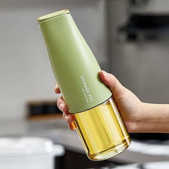 450Ml Oil Storage Pot, Auto Flip Kitchen Oil Bottle, Cooking Oil Dispenser For Kitchen, Automatic Opening Oil Bottle, Kitchen Non Hanging Oil Seasoning Bottle, Food Grade Condiment Bottle, Drip Free Spout Oil Container