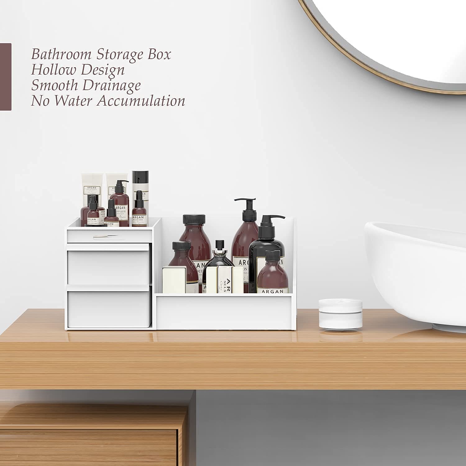 Dressing Table Makeup Box, Desktop Cosmetic Storage Box With Drawer, Makeup Sundries Storage Organizer, Cabinet Sorting Box, Jewelry Nail Polish Makeup Drawer Container, Multifunctional Divisions Desk Organizer, Drawer Head Ornament Sorting Make Up Box