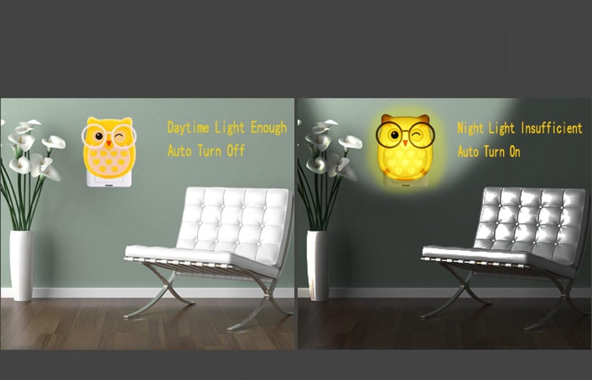 Cute Owl Sensor Night Light, Auto Light Sensor Control Nightlight, Wall Lamp for Kids, Baby Nursing Bedroom Decoration Light