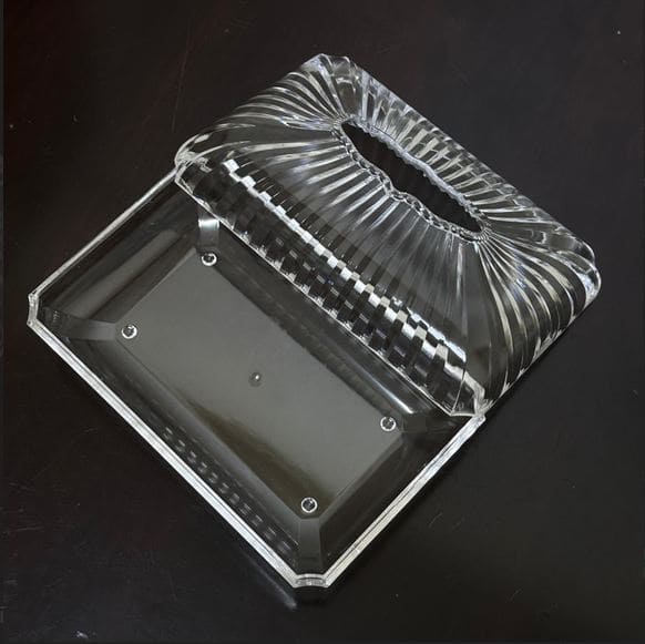 Oval Strip Tissue Holder, Fancy Tissue Box Holder, Swirl Rectangular Acrylic Clear Plastic Tissue Holder