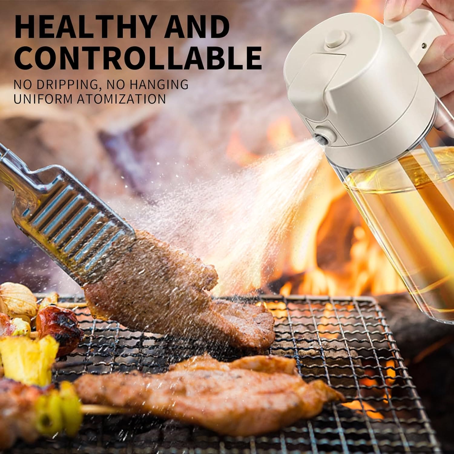 2 In 1 Oil Kettle, Oil Pot, Kitchen Oil Spray Bottle And Dispenser, Glass Oil Bottle For Cooking, Vinegar Soy Sauce Spray Pour Oil Container, Home Barbecue Air Fryer Glass Baking Oil Kettle, Double Function Oil Dispenser And Bottle