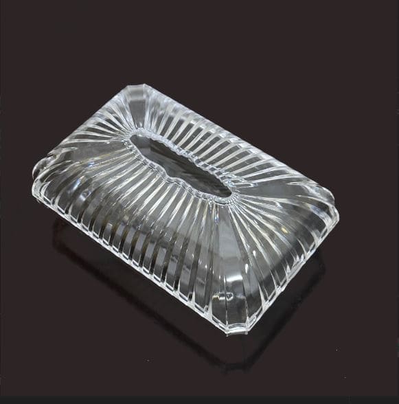 Oval Strip Tissue Holder, Fancy Tissue Box Holder, Swirl Rectangular Acrylic Clear Plastic Tissue Holder