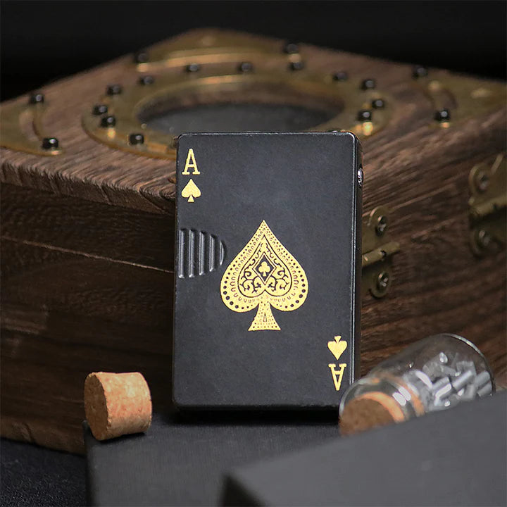 Poker Card Metal Lighter, Creative Jet Flame Pocket Lighter, Windproof Playing Card Lighter, Windproof Outdoor Lighter, Cool Gadget Pocket Lighter, Flame Dazzling Butane Lighter