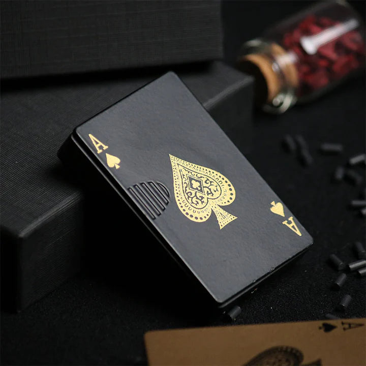 Poker Card Metal Lighter, Creative Jet Flame Pocket Lighter, Windproof Playing Card Lighter, Windproof Outdoor Lighter, Cool Gadget Pocket Lighter, Flame Dazzling Butane Lighter