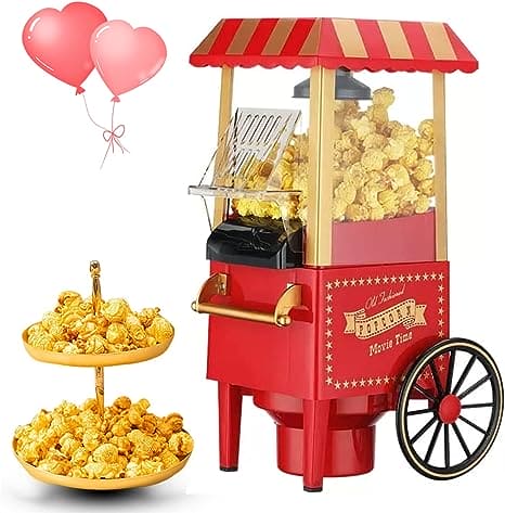 Carnival Popcorn Maker, Countertop Popcorn Machine, Vintage Retro Electric Hot Air Popcorn Machine, Cart Style Hot Air Popper Machine, Portable Electric Popcorn Maker, Automatic Instant Popcorn Maker, Portable Electric Household Snack Maker