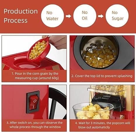 Carnival Popcorn Maker, Countertop Popcorn Machine, Vintage Retro Electric Hot Air Popcorn Machine, Cart Style Hot Air Popper Machine, Portable Electric Popcorn Maker, Automatic Instant Popcorn Maker, Portable Electric Household Snack Maker