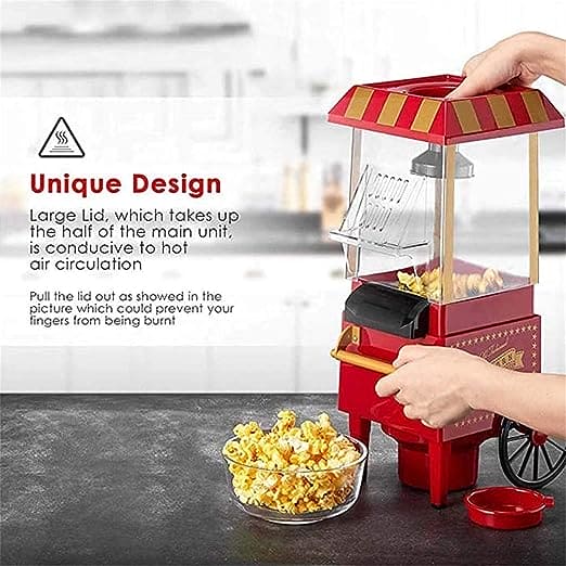 Carnival Popcorn Maker, Countertop Popcorn Machine, Vintage Retro Electric Hot Air Popcorn Machine, Cart Style Hot Air Popper Machine, Portable Electric Popcorn Maker, Automatic Instant Popcorn Maker, Portable Electric Household Snack Maker