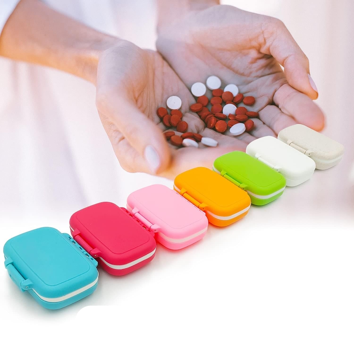 Mini Briefcase Pill Box, 3 Gird Pocket Pills Organizer, 7 Day Mini Weekly Medicine Box, Portable Tablet Medicine Dispenser, Handy Pill Box with 3 Removable Compartments, Portable Pill Box Supplement Box, Multipurpose Storage Case