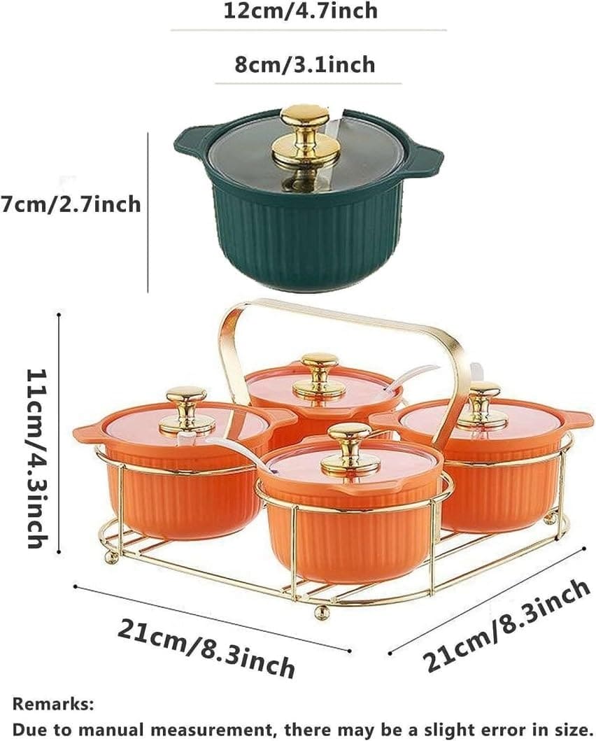 Set of 4 Acrylic Spice Jar Set With Metal Stand, Multifunctional Condiment Box, Household Seasoning Storage Box, Spice Container Kitchen Gadgets, Iron Bracket Spice Organizer With Lid And Spoon