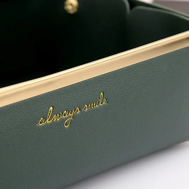 Folding Jewellery Tray, Sundries  Storage Tray, Collapsible Faux Leather Large Capacity Sundries Organizer Box, Nordic Style Leather Organizer, Rectangle Desktop Organizer Box, Multipurpose Catchall Tray for Key Jewelry, Desk Dresser Top Organizer