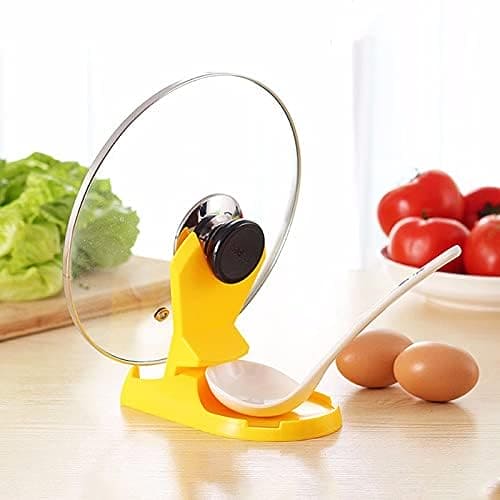 Folding Pot Lid Holder, Spoon Pot Lid Shelf Cooking Tools, Foldable Based Ladle Pot Rack, Kitchen Useful Stand Holder, Multipurpose Pot Lid Holder Pot Lid Organizer Rack, Kitchen Decor Holder Spoon Pot Clip