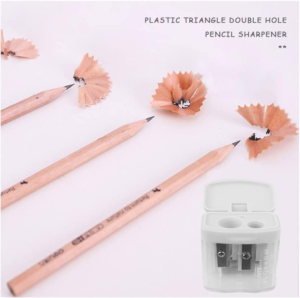 Double Hole Pencil Sharpener, Transparent Standard Pencil Cutting Machine, Manual Pencil Sharpener with Container, Colorful Compact Dual Holes Pencil Sharpener, Handheld Pencil Sharpeners for School Office Supply