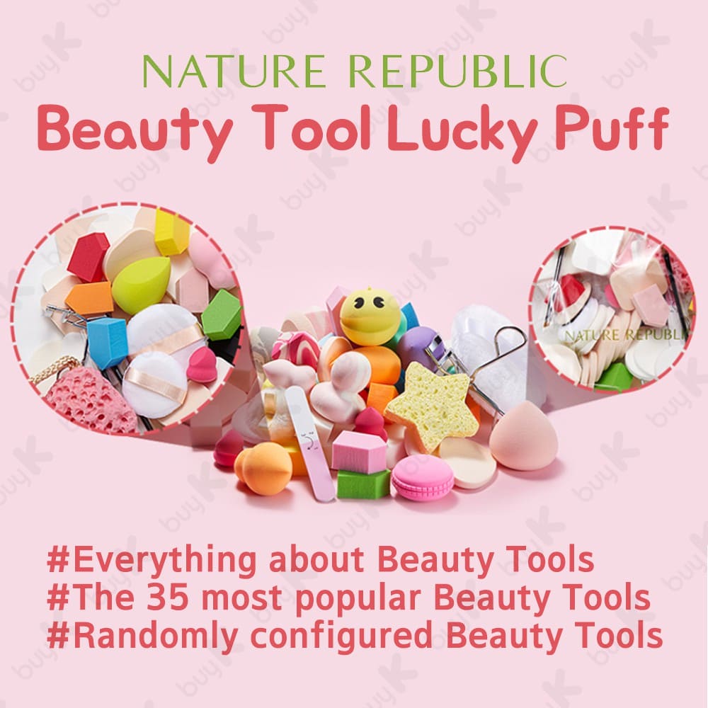 Set of 35 Beauty Tool Lucky Puff, Soft Makeup Sponge Puff Set With Bath Net And Eyelashes Curler, Women Makeup Beauty Tool