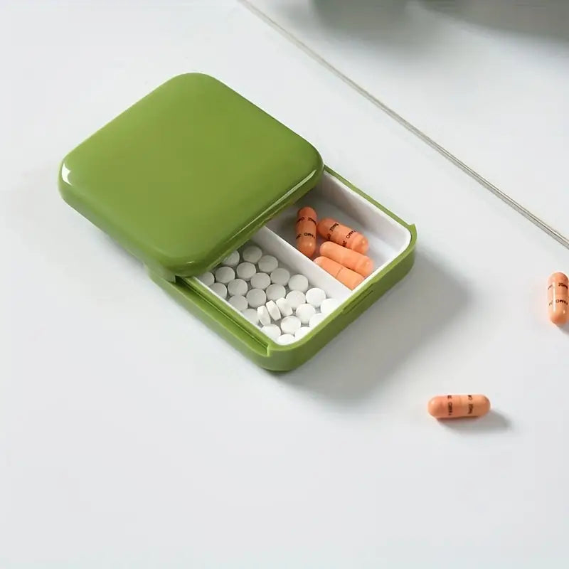 Portable Push Pull Pill Box, Square Pill Case, Mini Two Compartment Plastic Tablet Holder, Sub Packed Medicine Box, Home Storage Medicine Box, Vitamins Medicine Tablet Organizer, Pocket Pill Box, Times A Day Medicine Tablet Dispenser