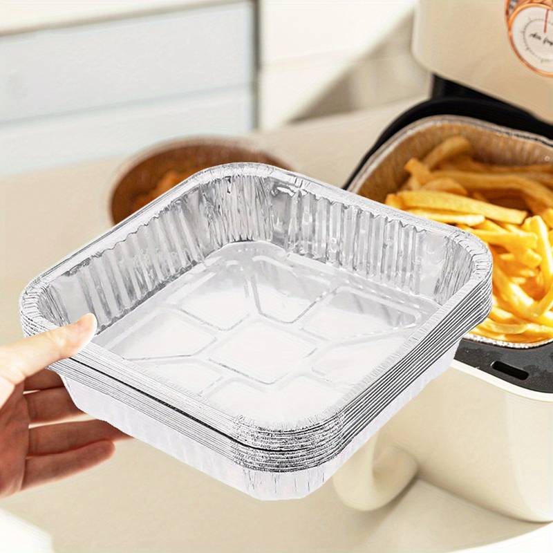 Set Of 10 Aluminum Foil Plates, Disposable Aluminum Frying Container, Kitchen Oil Absorbing Paper Container, Multipurpose Tin Foil Pad