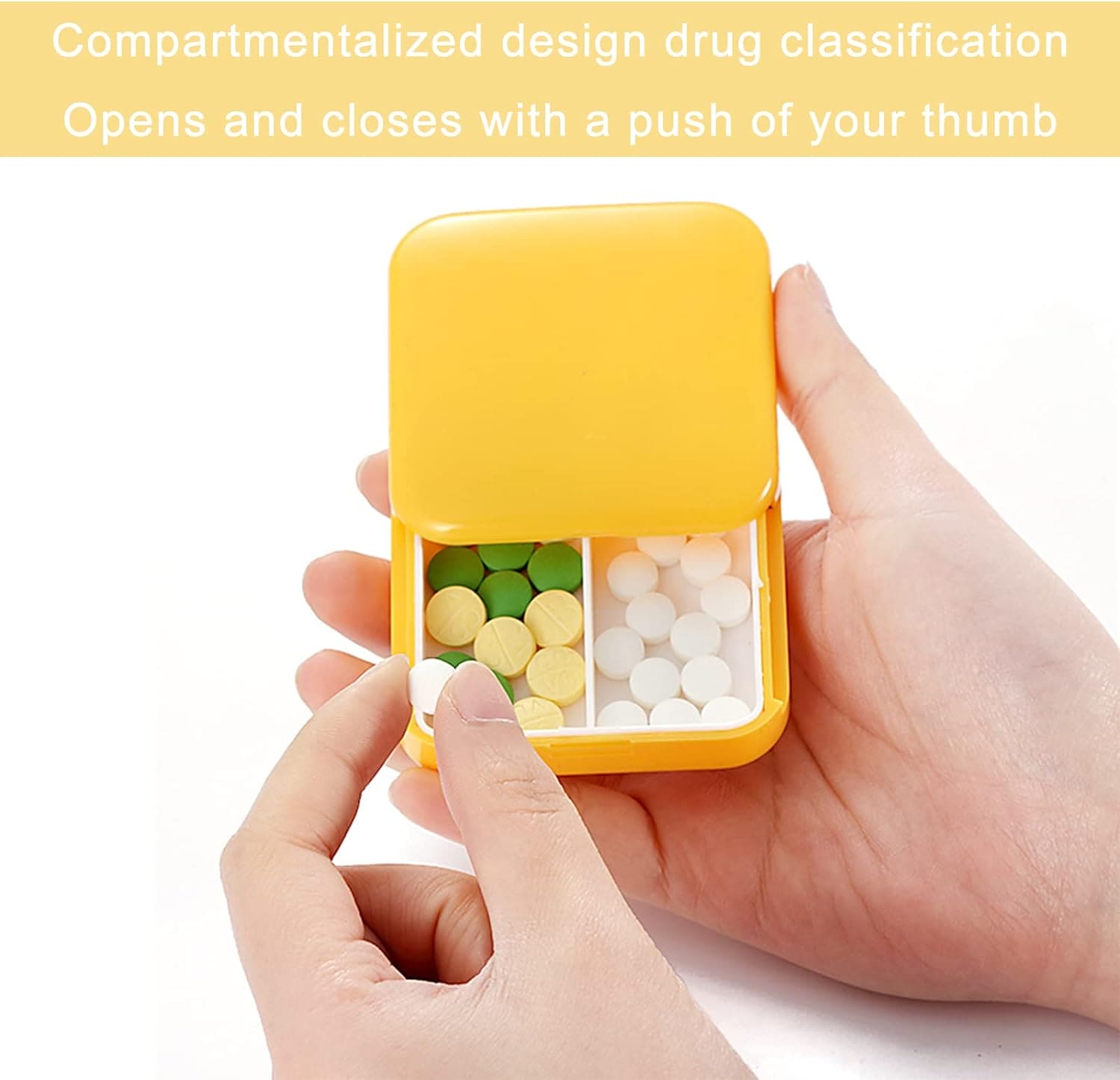 Portable Push Pull Pill Box, Square Pill Case, Mini Two Compartment Plastic Tablet Holder, Sub Packed Medicine Box, Home Storage Medicine Box, Vitamins Medicine Tablet Organizer, Pocket Pill Box, Times A Day Medicine Tablet Dispenser