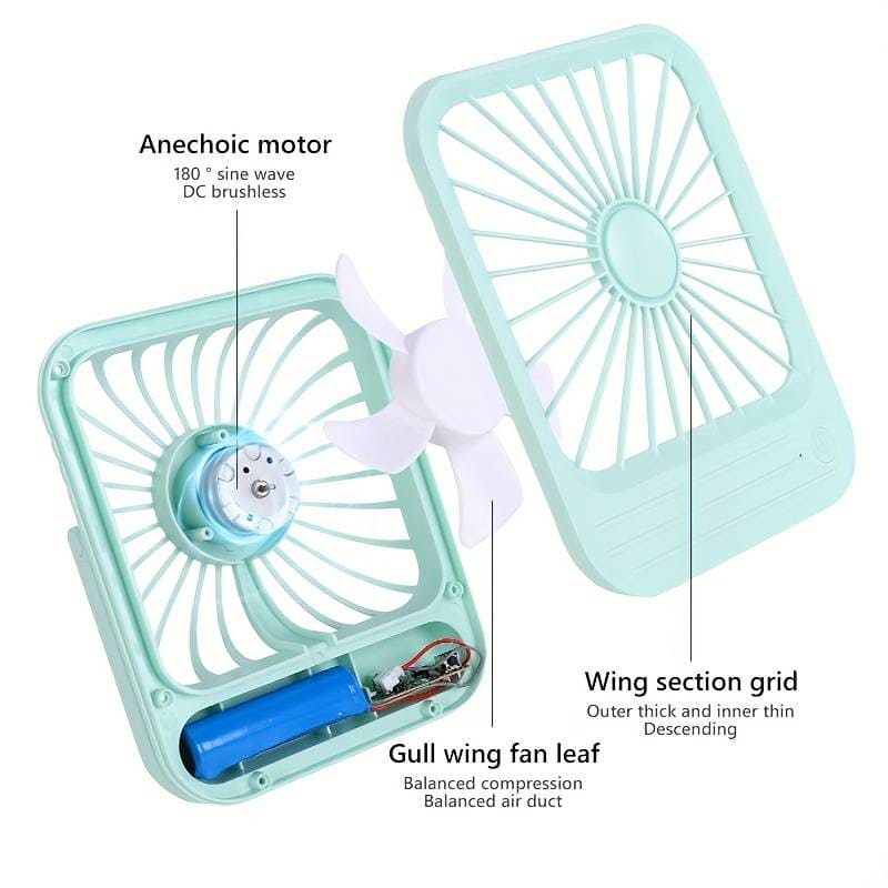 Quite Hanging Desk Fan, Mini USB Rechargeable Fan, Quiet Mini Desktop Cooling Fan for Indoor Outdoor