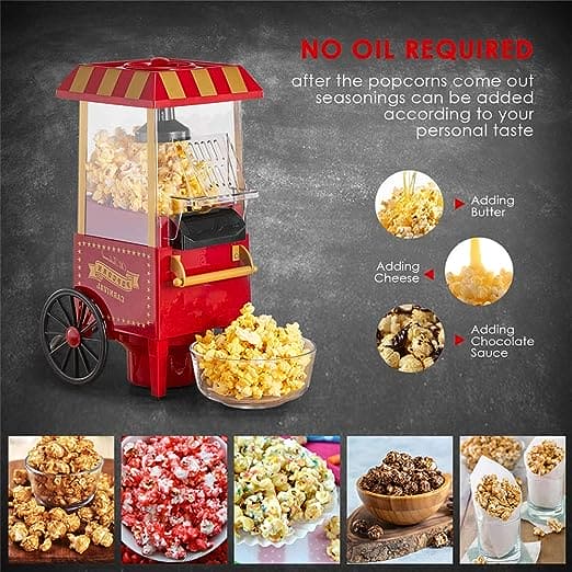 Carnival Popcorn Maker, Countertop Popcorn Machine, Vintage Retro Electric Hot Air Popcorn Machine, Cart Style Hot Air Popper Machine, Portable Electric Popcorn Maker, Automatic Instant Popcorn Maker, Portable Electric Household Snack Maker