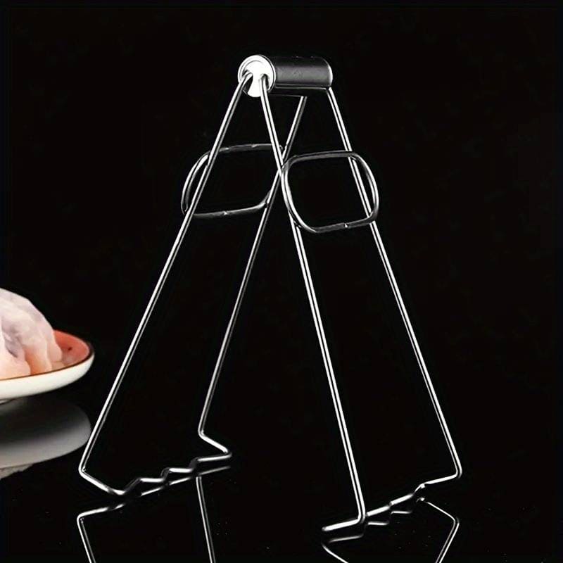 Foldable Hot Dish Clip, Stainless Steel Anti Scaled Bowl Clamp, Hand Steamer Pliers Tool, Kitchen Steel Crockery Holder, Foldable Universal Dish Holder, Steamer Lifter Picker, Handheld Steaming Frame And Plate Grabber