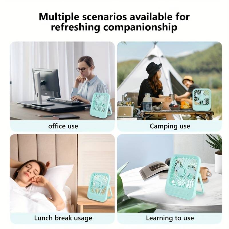 Quite Hanging Desk Fan, Mini USB Rechargeable Fan, Quiet Mini Desktop Cooling Fan for Indoor Outdoor