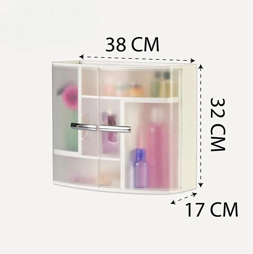 Plastic Bathroom Cabinet, Wall Mounted, Hanging Bathroom Storage Cabinet, Multipurpose Cabinet with Doors and Shelves, Wall Mounted Washroom Cabinet, Over The Toilet Cabinet, Kitchen Bathroom Storage Shelve