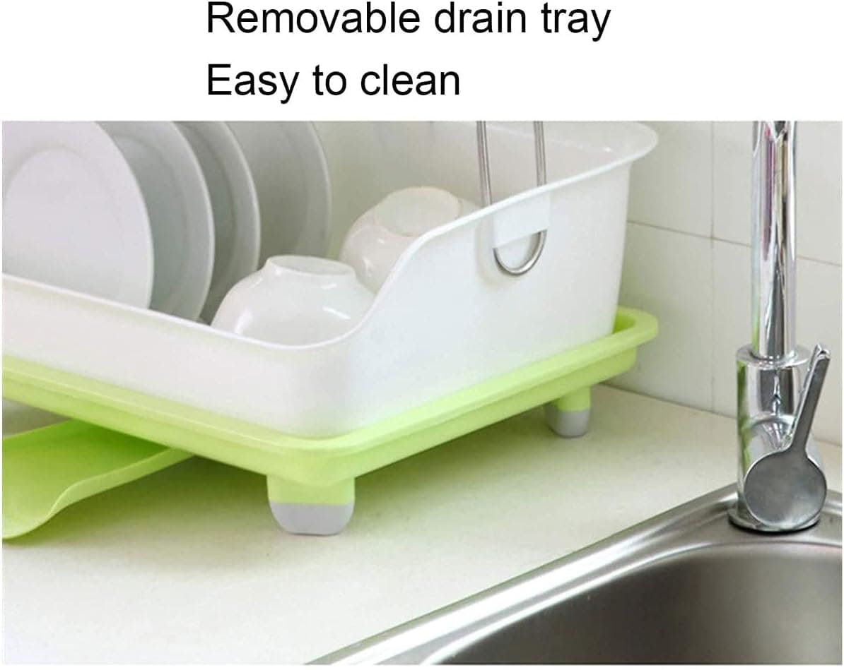 2 Tier Dish Drying Rack, Utensil Holder for Kitchen Counter, Durable Plate Rack With Drainer, Large Plastic Basket with Tray, Multipurpose Kitchen Drainage Storage Rack, Kitchen Utensils Organizer, Portable Kitchen Storage Rack