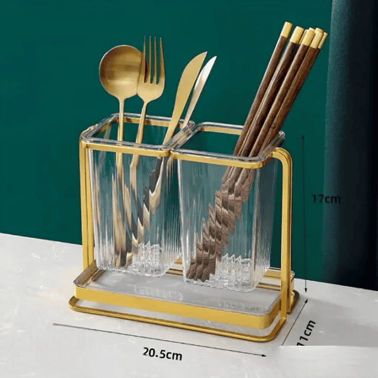 Square Tube Cutlery Holder, Luxury Kitchen Chopsticks Basket, Multifunctional Cutlery Stand Rack, Spoon Fork Chopsticks Storage Rack, Kitchen Cutlery Storage, Household Wrought Iron Chopstick Holder