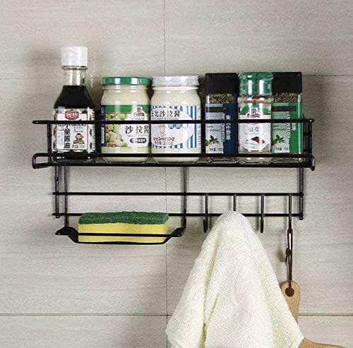 Self Adhesive Caddy Shelf With Hook, Combo Organizer Basket, Multipurpose Home Kitchen Bathroom Wall Hanging Shelves, Perforation Free Bathroom Storage Rack, Wall Mounted Multifunctional Rack, Magic Sticker Shower Rack Shelf