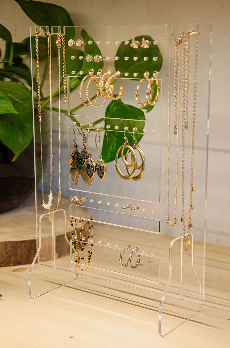 Acrylic Jewellery Stand, Transparent Jewellery Display Organizer, Portable Jewellery Hanger Necklace Earring Bracelet Stand, Clear Acrylic Jewellery Holder, Compact Stand For Jewellery