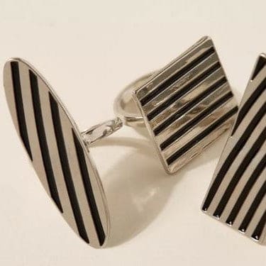 Set Of 3 Geometric Striped Ring, Striped Metal Accent Ring, Silver Black  Big Chunky Midi Ring For Women Jewellery