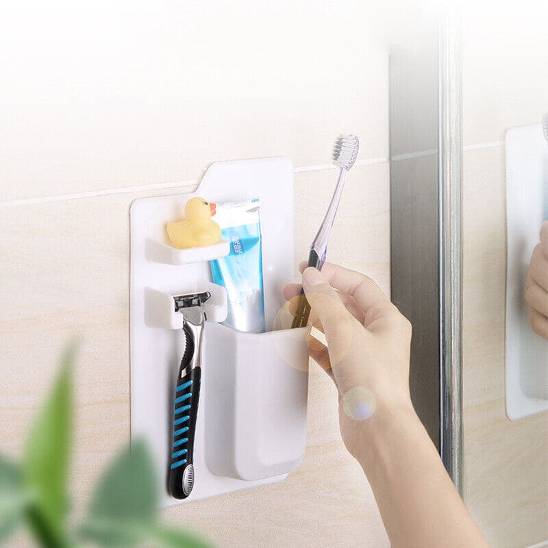 Mighty Silicone Toothbrush Holder, Toothbrush wall Holder Shaver Razor Organizer, Bathroom Mirror Shower Organizer, Bathroom Storage Rack, Multifunctional Wall Mounted Silicon Holder