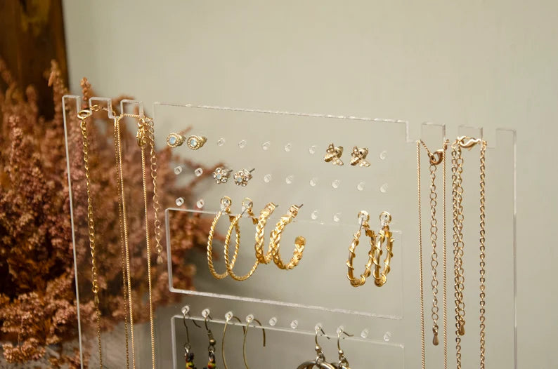Acrylic Jewellery Stand, Transparent Jewellery Display Organizer, Portable Jewellery Hanger Necklace Earring Bracelet Stand, Clear Acrylic Jewellery Holder, Compact Stand For Jewellery