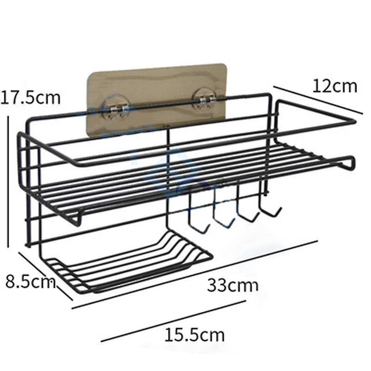 Self Adhesive Caddy Shelf With Hook, Combo Organizer Basket, Multipurpose Home Kitchen Bathroom Wall Hanging Shelves, Perforation Free Bathroom Storage Rack, Wall Mounted Multifunctional Rack, Magic Sticker Shower Rack Shelf